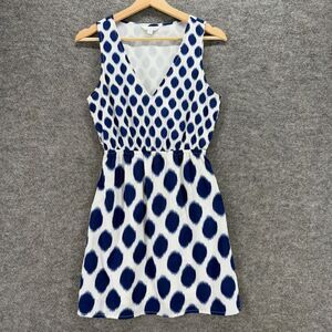 Charming Charlie Dress Women M Medium White Polka Dot Sheath Midi Lined V-Neck